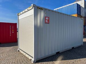 20 ft HC Container met Oprolpoorten (Lichtgrijs) – Versterkte Constructie