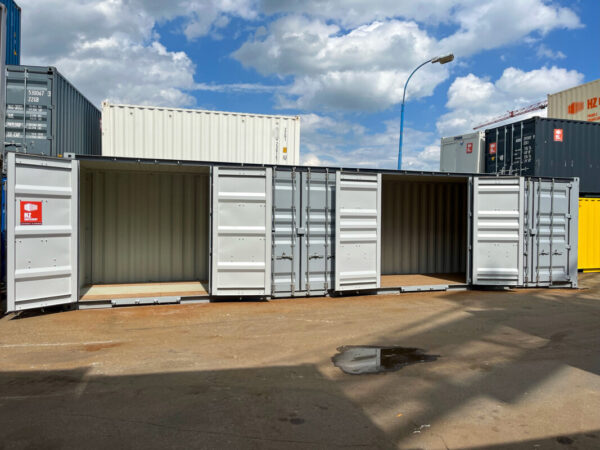 40 Voet High Cube Maritieme Container met 4 Zijkleppen – Grijs Okergeel