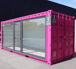 20ft Roze Kantoorcontainer – Compact, Modern en Veelzijdig