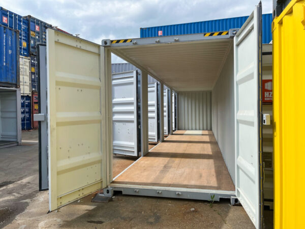 40 Voet High Cube Maritieme Container met 4 Zijkleppen – Grijs Okergeel