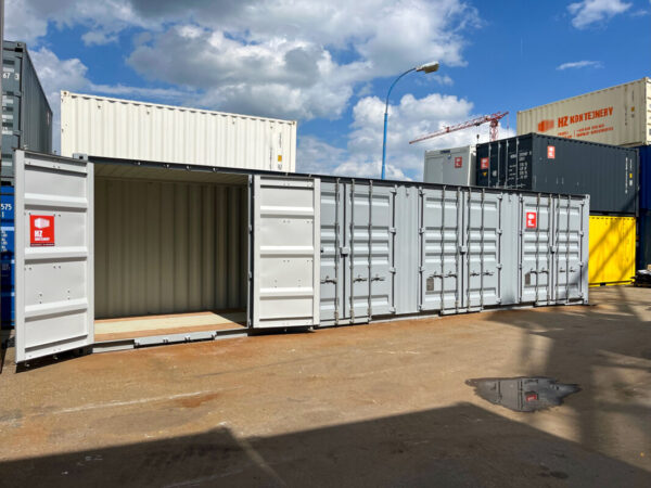 40 Voet High Cube Maritieme Container met 4 Zijkleppen – Grijs Okergeel