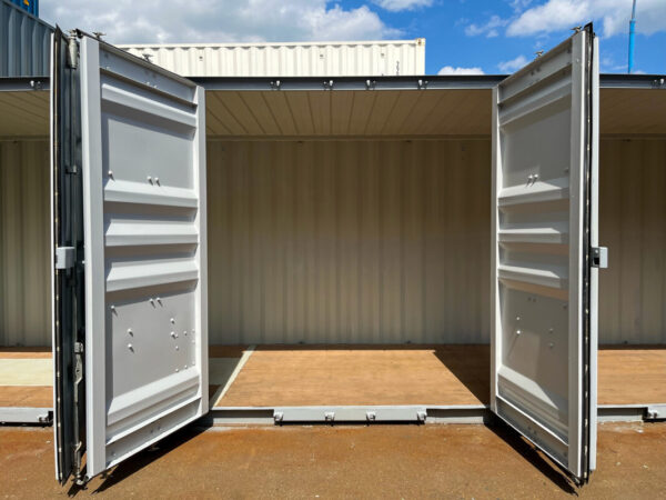 40 Voet High Cube Maritieme Container met 4 Zijkleppen – Grijs Okergeel