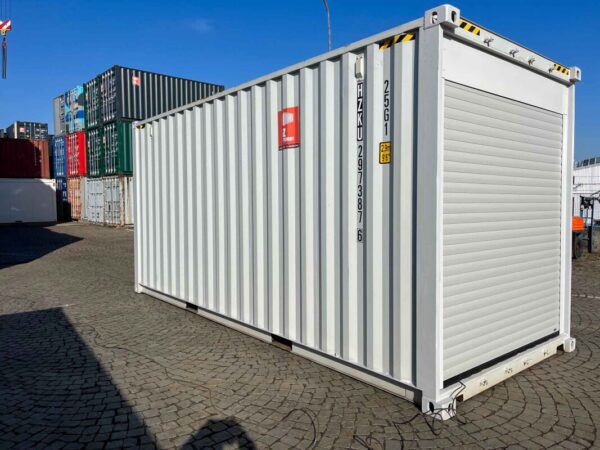 20 ft HC Container met Oprolpoorten (Lichtgrijs) – Versterkte Constructie