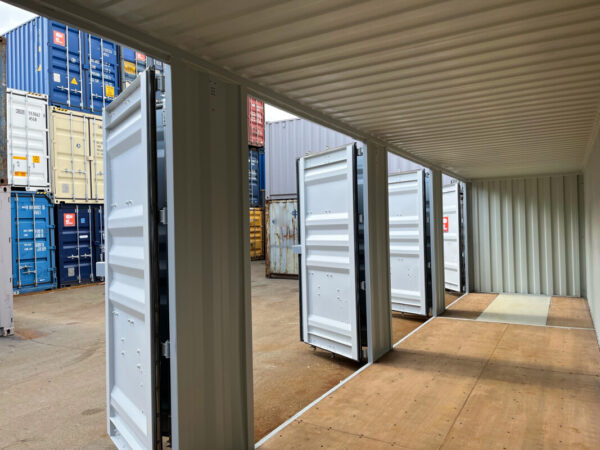 40 Voet High Cube Maritieme Container met 4 Zijkleppen – Grijs Okergeel