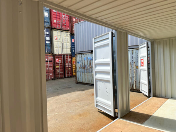 40 Voet High Cube Maritieme Container met 4 Zijkleppen – Grijs Okergeel