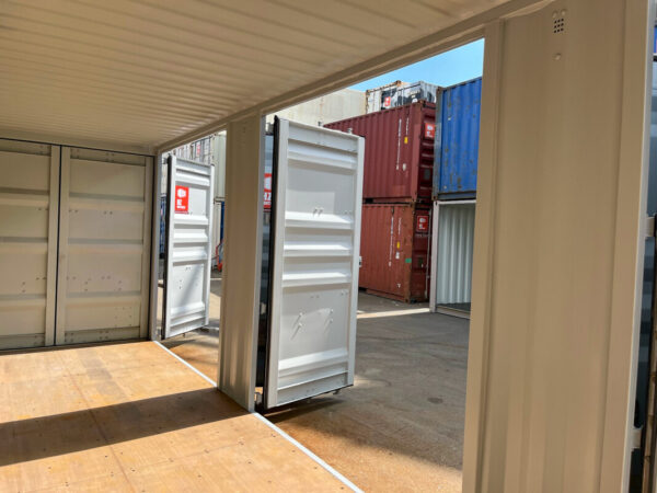 40 Voet High Cube Maritieme Container met 4 Zijkleppen – Grijs Okergeel