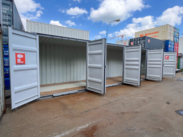 40 Voet High Cube Maritieme Container met 4 Zijkleppen – Grijs Okergeel