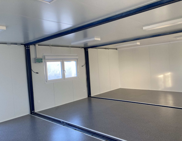 Samenstelling van 3 Geïsoleerde Prefabmodules – 54 m² Modulaire Werkruimte