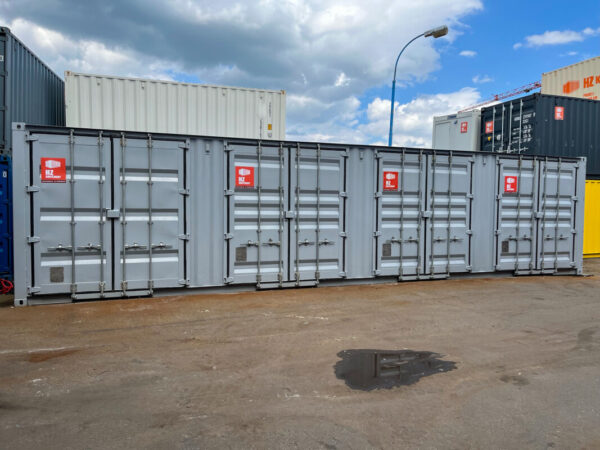 40 Voet High Cube Maritieme Container met 4 Zijkleppen – Grijs Okergeel
